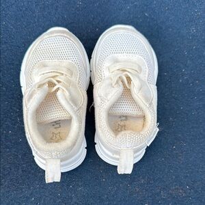 Little Me Cream Slip-On Sneakers with Breathable Fabric